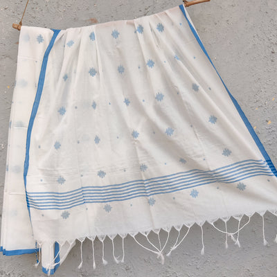 ABHIRUPA - Pure Cotton Handloom Bengal Weave Saree White