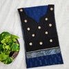 AINA - Pure Cotton Akola Indigo With Beautiful Black And Grey Stripes Yoke And Mirror Work Pre Designed Kurta Fabric