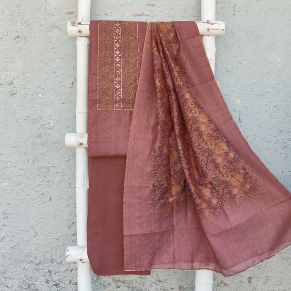 ANAMIKA - Digitally Printed Cotton Silk Top Fabric With Yoke Embroidery Top Plain Rayon Bottom And Digitally Printed Cotton Silk Dupatta