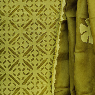 APPLIQUE QUEEN - Pure Cotton Monochrome Applique Suit Sets Lemon Green