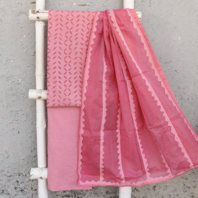 APPLIQUE QUEEN - Pure Cotton Monochrome Applique Suit Sets Pastel Pink