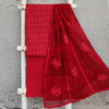 APPLIQUE QUEEN - Pure Cotton Monochrome Applique Suit Sets Red