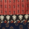ARADHYA - Pure Cotton Ajrak Blue With Red Vegetable Dyed Border Stripes Yoke Fabric