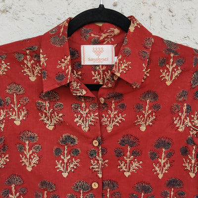 ARU - Pure Cotton Ajrak Rust Shirt