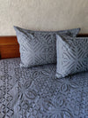 Applique Pure Cotton Intricate Hand Made Bed Spread Grey