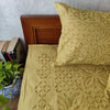 Applique Pure Cotton Intricate Hand Made Bed Spread Mustard