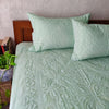 Applique Pure Cotton Intricate Hand Made Bed Spread Pastel Mint Green