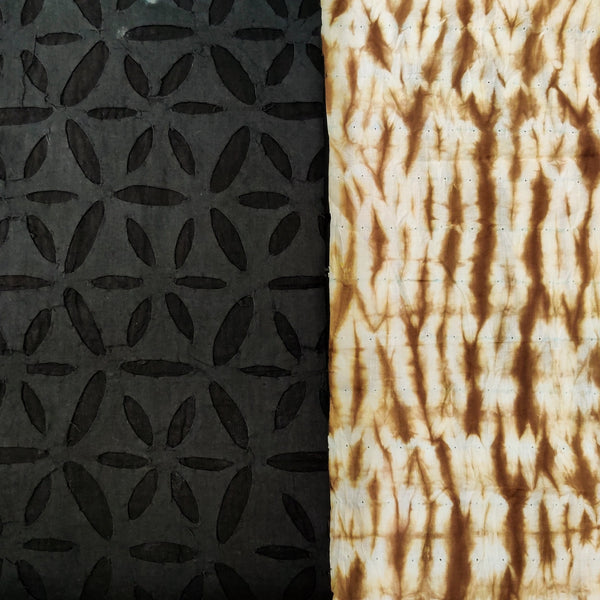 Applique Queen - Pure Cotton Black Applique Top With Kashish Shibori Bottom Set