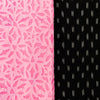 Applique Queen - Pure Cotton Pink Applique Top With Ikkat Black Bottom Set