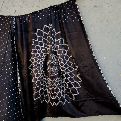 BANDHANI - Modal Silk Black Bandhani Saree