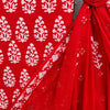 BATIK - Pure Cotton Red Batik Top And Bottom With Constrast Tassle Dupatta Everyday Wear Set