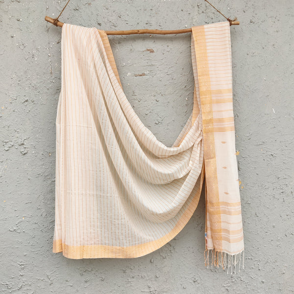 BENGAL KI RANI - Pure Cotton Cream Handwoven Saree