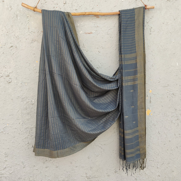 BENGAL KI RANI - Pure Cotton Grey Handwoven Saree