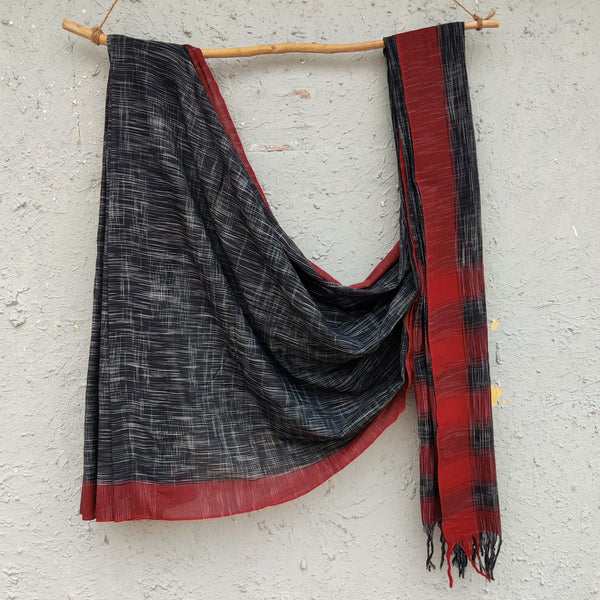 BENGAL TRIBES - Black Red Pure Cotton Saree