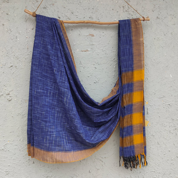 BENGAL TRIBES - Blue Mustard Pure Cotton Saree