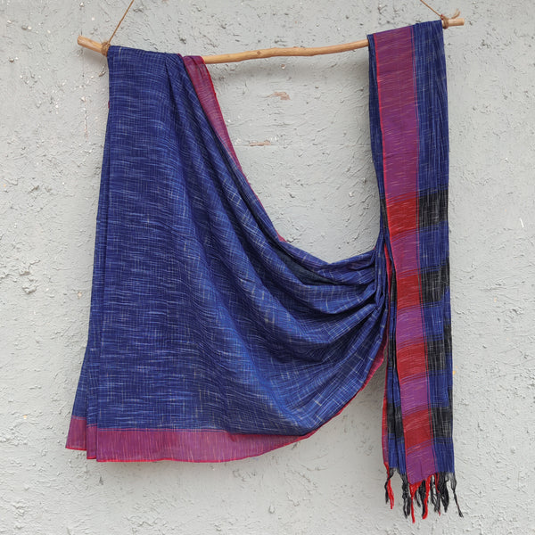 BENGAL TRIBES - Blue Pink Pure Cotton Saree