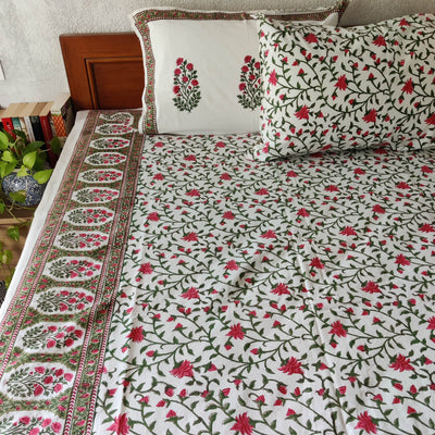 Bagh-e-Wafaah Pure Cotton Jaipuri Double Bedsheet