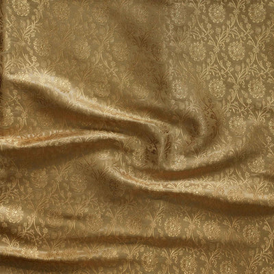 Banarasi Brocade Beige Gold With Gold Zari All Over Small Flower Bud Jaal Woven Fabric