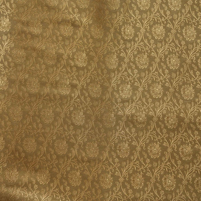 Banarasi Brocade Beige Gold With Gold Zari All Over Small Flower Bud Jaal Woven Fabric