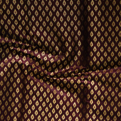 Banarasi Brocade Brown With Gold Zari Spade Motif Woven Fabric