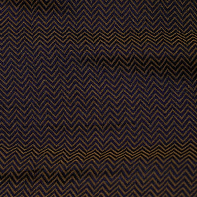 Banarasi Brocade Navy Blue  Zig Zag Woven Fabric