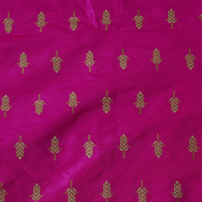 Banarasi Brocade Pink With Gold Pine Cone Weaves Woven Fabic