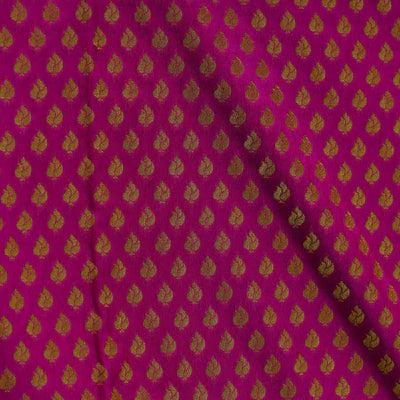 Banarasi Brocade Pink With Gold Tiny Motifs Woven Blouse Fabric ( 1 Meter )