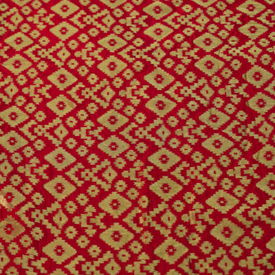 Banarasi Brocade Reddish With Gold Geometric All Over Pattern Woven Fabric