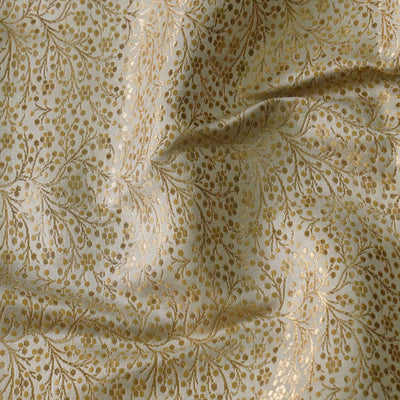 Banarasi Brocade Royal Cream With All Over Cherry Tree Woven Blouse Piece Fabric( 1.25 meter )