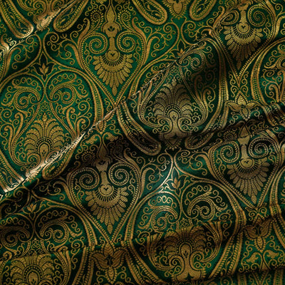 Banarasi Brocade Royal Deep Green With All Over Pattern Woven Fabric