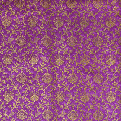 Banarasi Brocade Shade Of Pink With Gold Zari All Over Small Flower Bud Jaal Woven Fabric