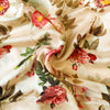 Beige Vintage Pure Organza Floral Fabric