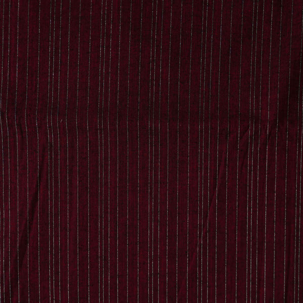 Blouse Piece 1 Meter Pure Cotton South Handloom Maroon With Silver Zari Stripes Woven Fabric