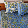 Blue Lotus  Pure Cotton Jaipuri Double Bedsheet Blue