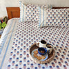 Blue Mongolia Pure Cotton Jaipuri Double Bedsheet