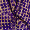 Blue Silk Brocade With Gold Woven Checks With Tiny Motifs Hand Woven Banarasi Fabric