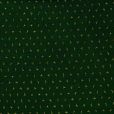 Brocade Green With Tiny Gold Dot Flower Motifs Woven Blouse Piece Fabric ( 80 cms)