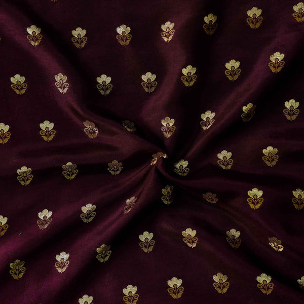 Brocade Maroon Burgundy With Small Flowers Motifs Woven Fabric
