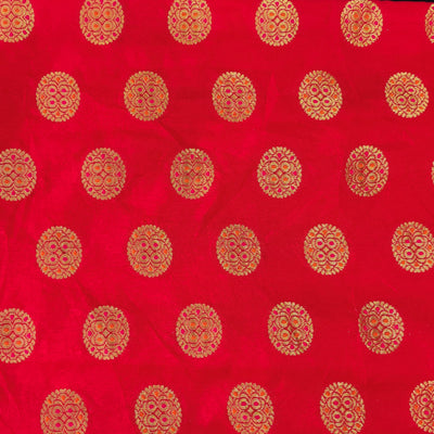 Brocade Pink With Gold Pink And Orange Chakra Woven Fabric