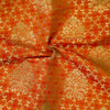 Brocade Orange With Gold Woven Bush Handwoven Banarasi Fabric