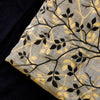 Brocade Silver With Black And Gold Creeper Woven Fabric