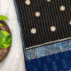 AINA - Pure Cotton Akola Indigo With Beautiful Black And Grey Stripes Yoke And Mirror Work Pre Designed Kurta Fabric