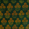 Pure Cotton Ajrak Green With Tiny Dahlia Plant Motif Hand Block Print Fabric