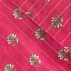 Chanderi Lurex Pink Single Flower Plant Fabric