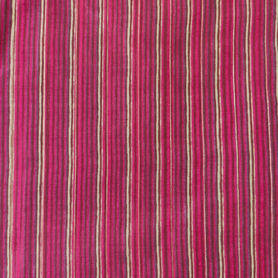 Chanderi Lurex Pink Stripes Jaal Fabric