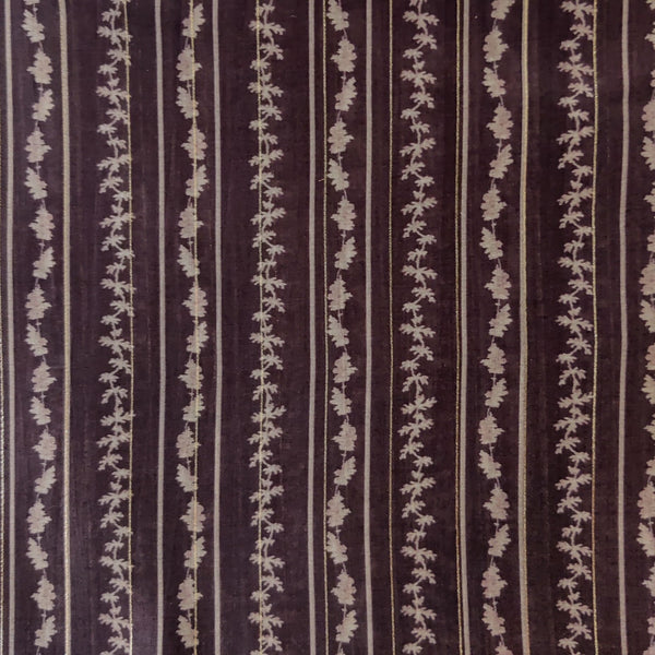 Chanderi Lurex Umber With Patterned Stripes Fabric