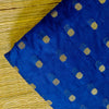 Chanderi Blue With Gold Zari Woven Buttis Fabric