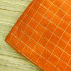 Chanderi  Silk Orange With Gold Zari Checks Woven Fabric