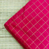 Chanderi Silk Pink With Gold Zari Checks Woven Fabric