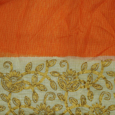 Cotton Silk Kota With Gold Gota Border Orange